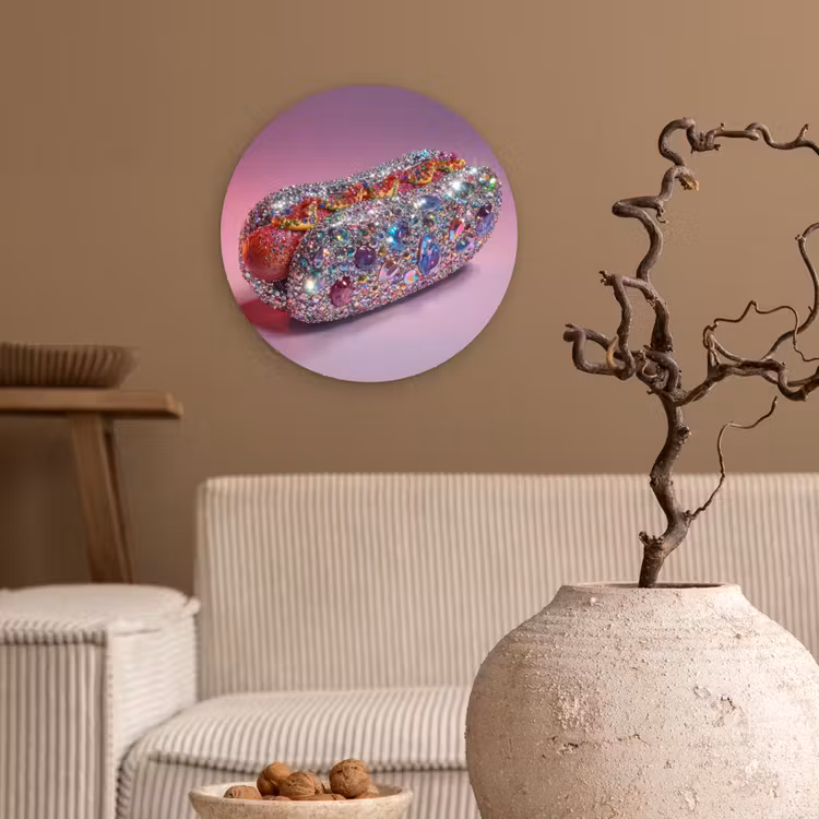 Muurcirkel - Hotdog - Steentjes - Glitters - Paars — 2
