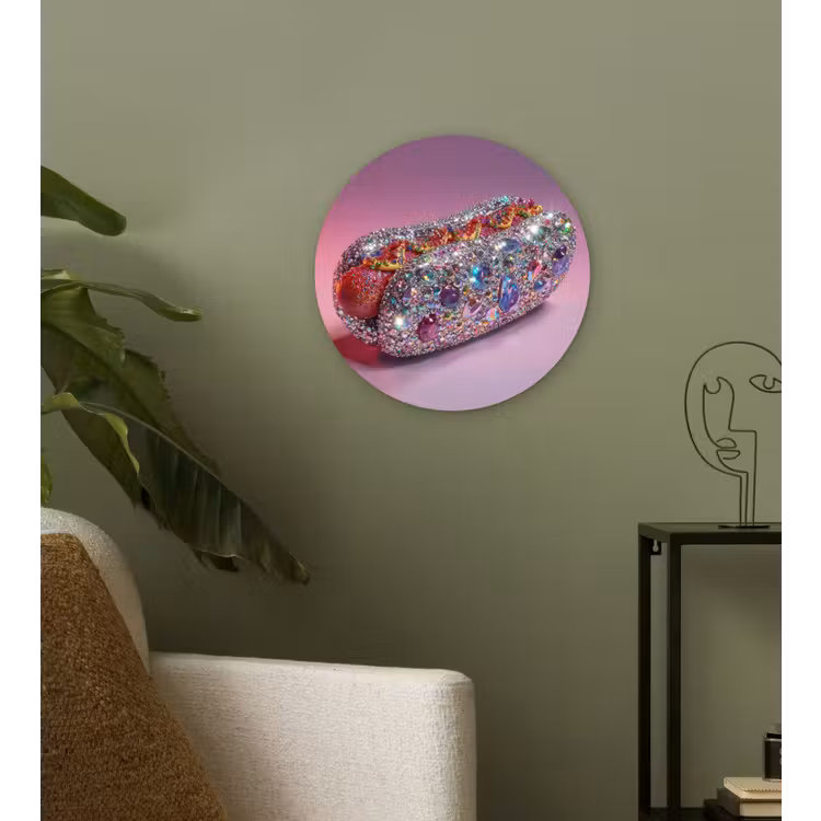 Muurcirkel - Hotdog - Steentjes - Glitters - Paars — 3