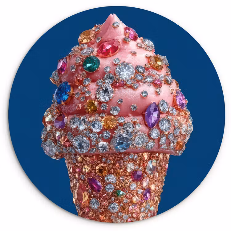 Muurcirkel - Ijsje - Hoorntje - Steentjes - Blauw — 1