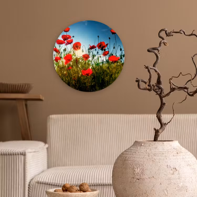 Muurcirkel - Klaprozen - Toscane - Zon - Rood - Blauw — 2