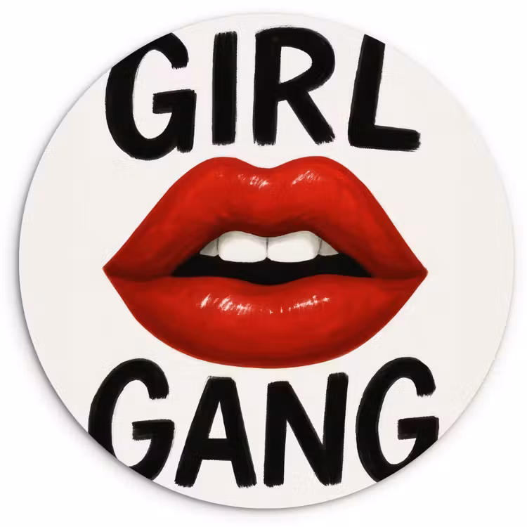 Muurcirkel - Lip - Girl - Rood - Letters — 1