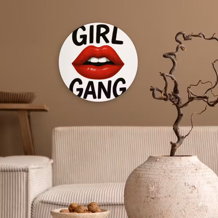 Muurcirkel - Lip - Girl - Rood - Letters — 2