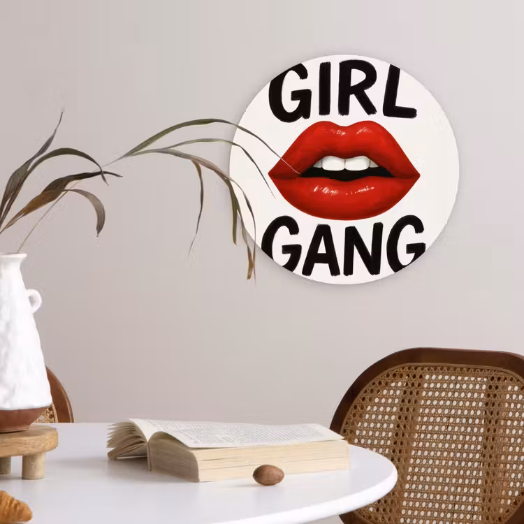 Muurcirkel - Lip - Girl - Rood - Letters — 4