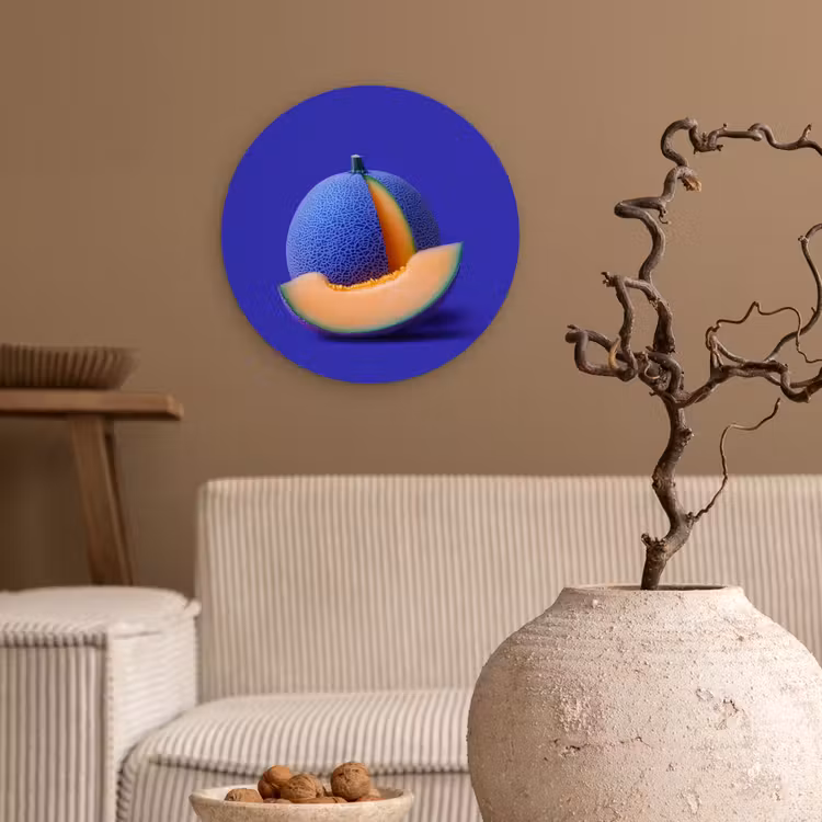 Muurcirkel - Meloen - Blauw - Oranje - Kunstzinnig — 2