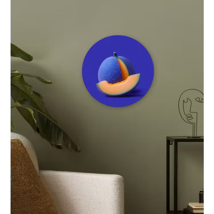 Muurcirkel - Meloen - Blauw - Oranje - Kunstzinnig — 3