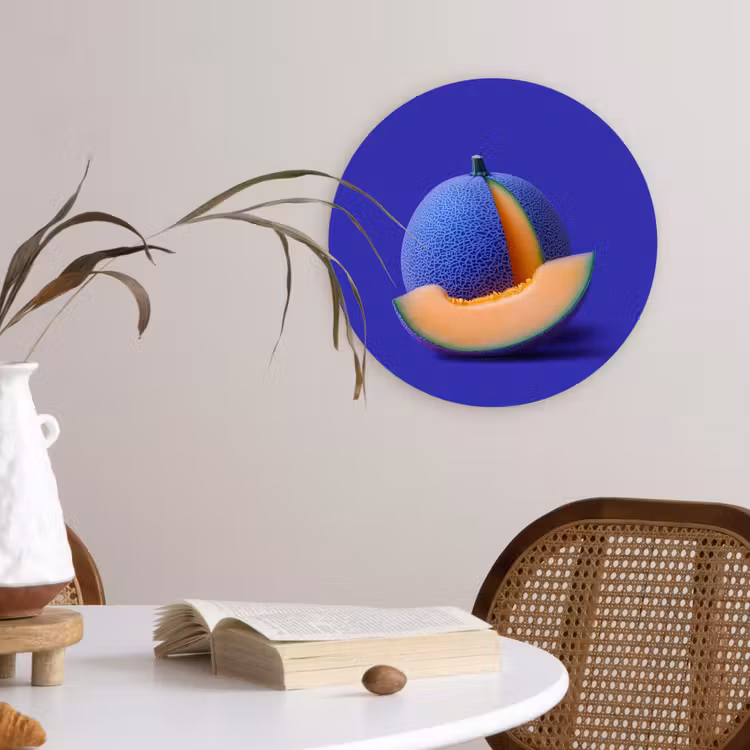 Muurcirkel - Meloen - Blauw - Oranje - Kunstzinnig — 4