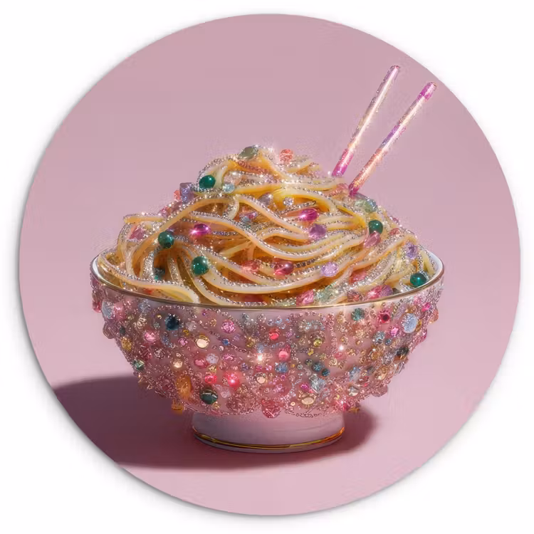 Muurcirkel - Noodles - Edelstenen - Stokjes - Roze — 1
