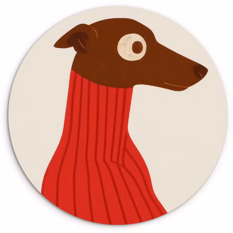 Muurcirkel - Silhouet - Hond - Trui - Rood — 1