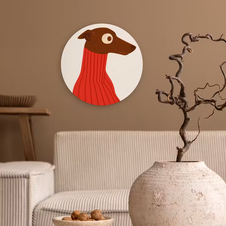 Muurcirkel - Silhouet - Hond - Trui - Rood — 2