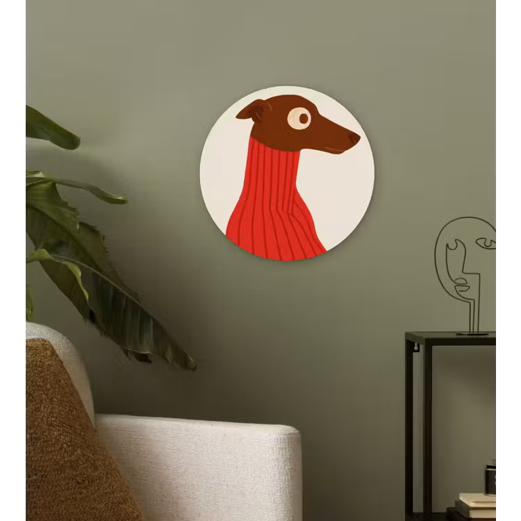 Muurcirkel - Silhouet - Hond - Trui - Rood — 3
