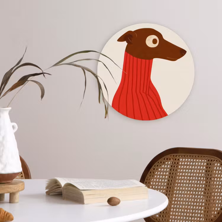 Muurcirkel - Silhouet - Hond - Trui - Rood — 4