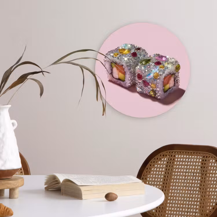 Muurcirkel - Sushi - Rolletjes - Steentjes - Kleurrijk — 4