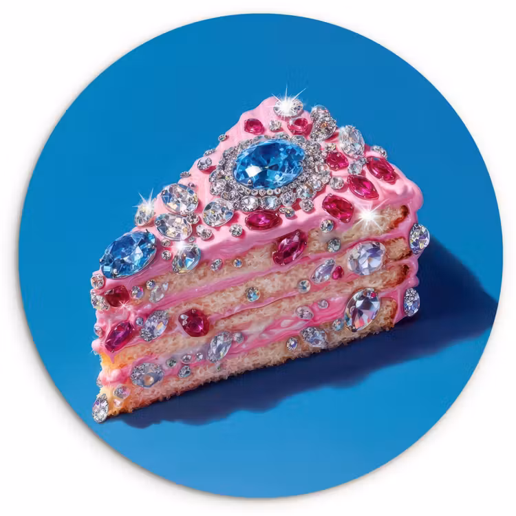 Muurcirkel - Taart - Edelstenen - Glitters - Roze — 1