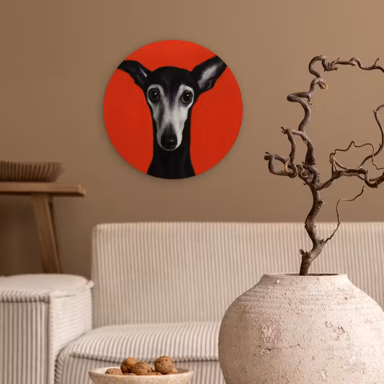 Muurcirkel - Windhond - Minimalistisch - Rood — 2