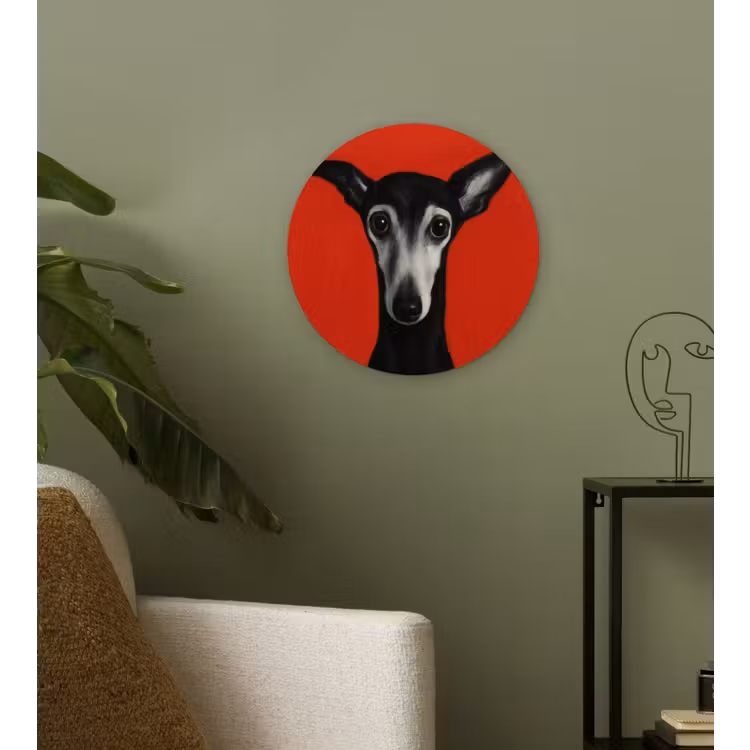 Muurcirkel - Windhond - Minimalistisch - Rood — 3