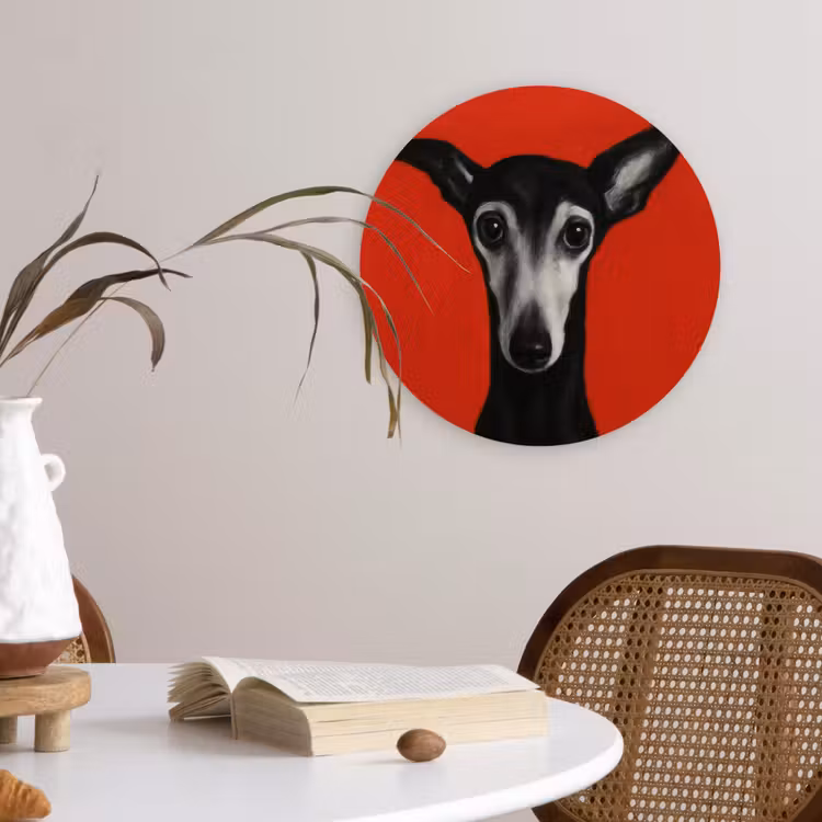 Muurcirkel - Windhond - Minimalistisch - Rood — 4