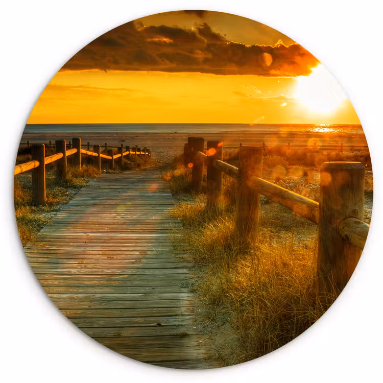 Muurcirkel - Zon - Strand - Duin - Horizon - Gras - Pad - Oranje — 1
