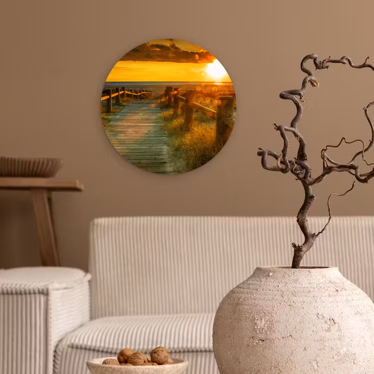 Muurcirkel - Zon - Strand - Duin - Horizon - Gras - Pad - Oranje — 2