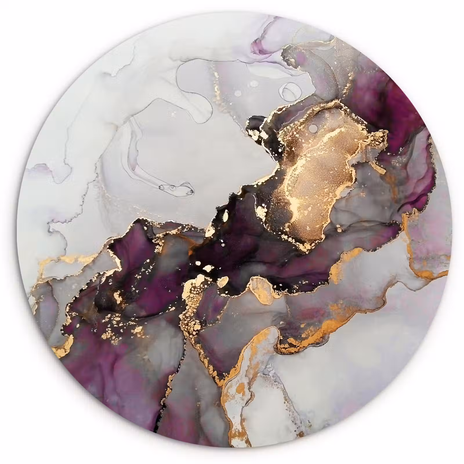 Muurcirkel - Marmer - Abstract - Goud - Paars — 1