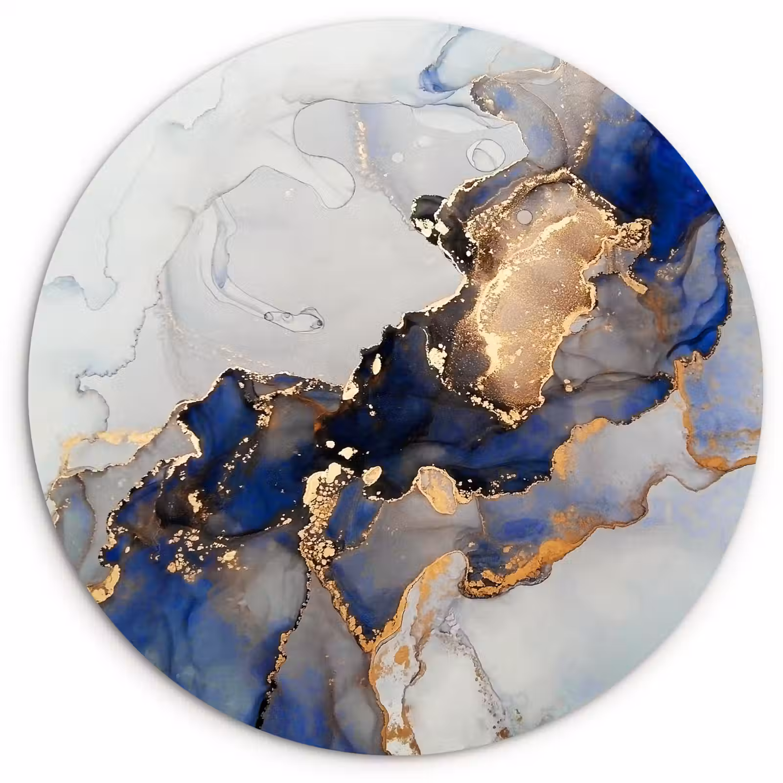 Muurcirkel - Marmer - Blauw - Goud — 1