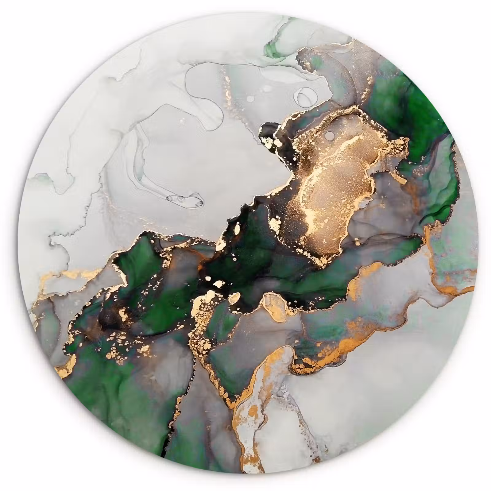 Muurcirkel - Marmer - Goud - Groen - Luxe — 1