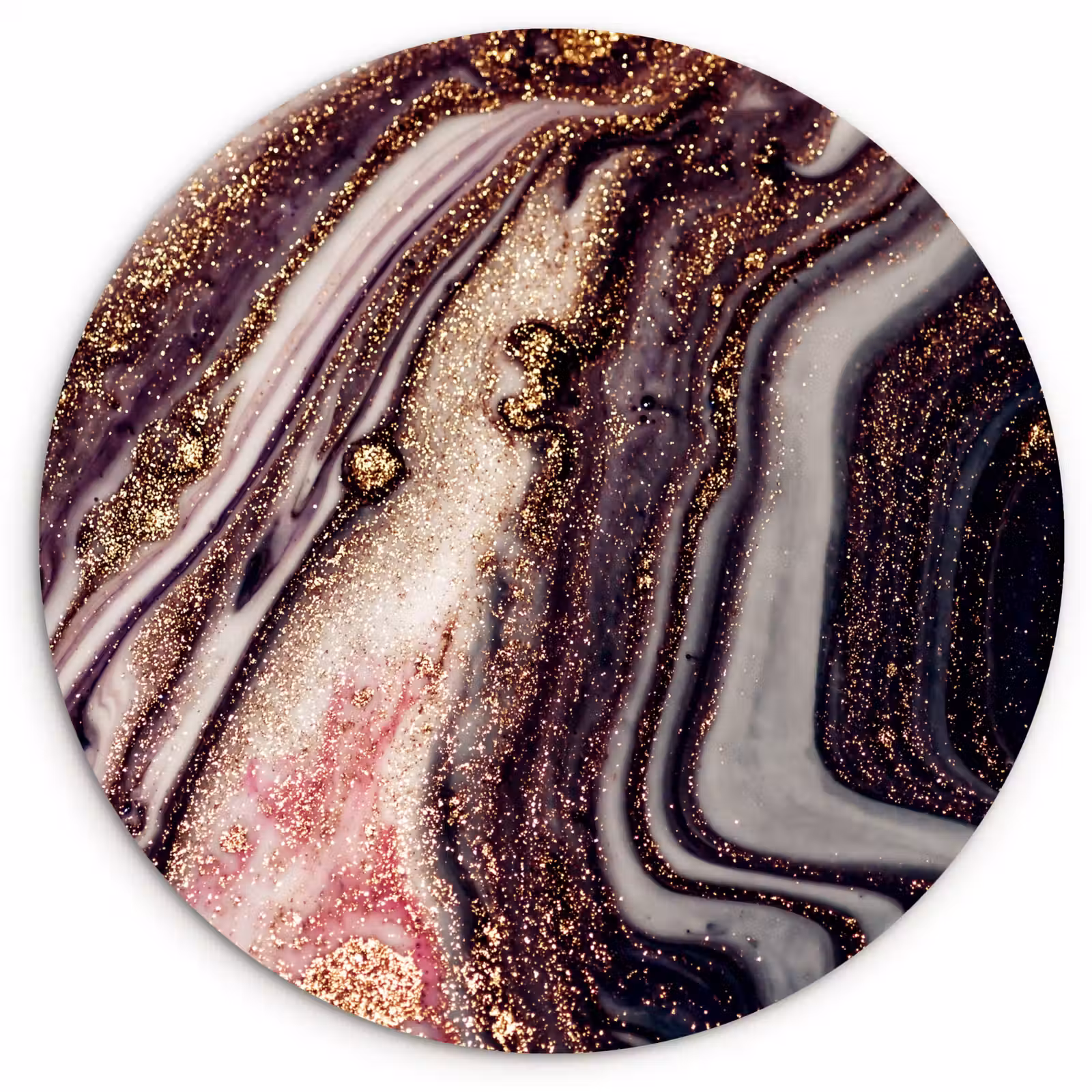 Muurcirkel - Marmer - Roze - Goud - Glitter - Marmerlook — 1