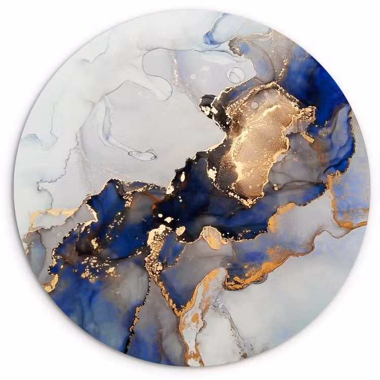Muurcirkel - Marmer - Blauw - Goud — 1
