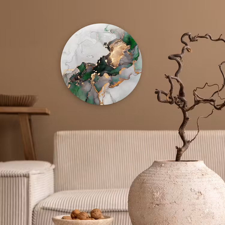 Muurcirkel - Marmer - Goud - Groen - Luxe — 2