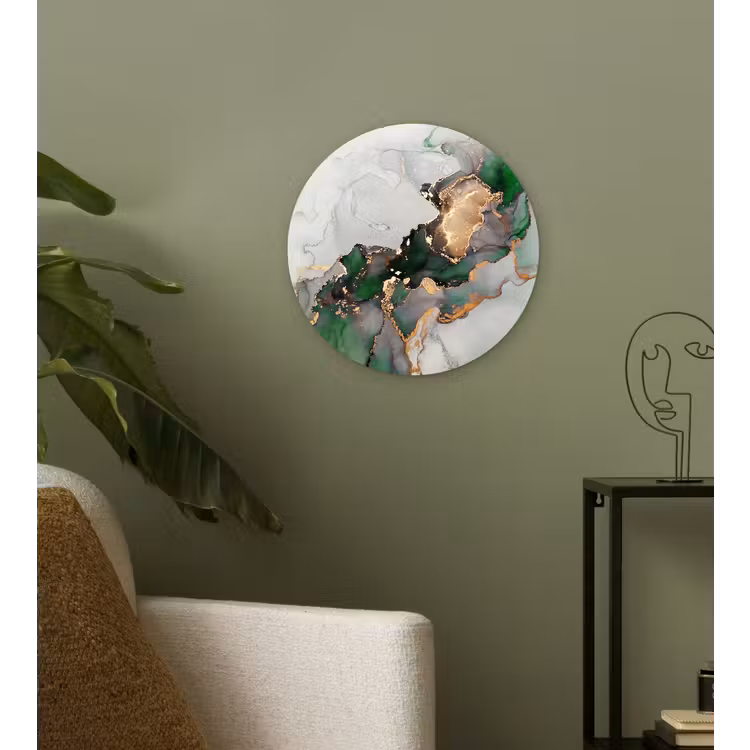 Muurcirkel - Marmer - Goud - Groen - Luxe — 3