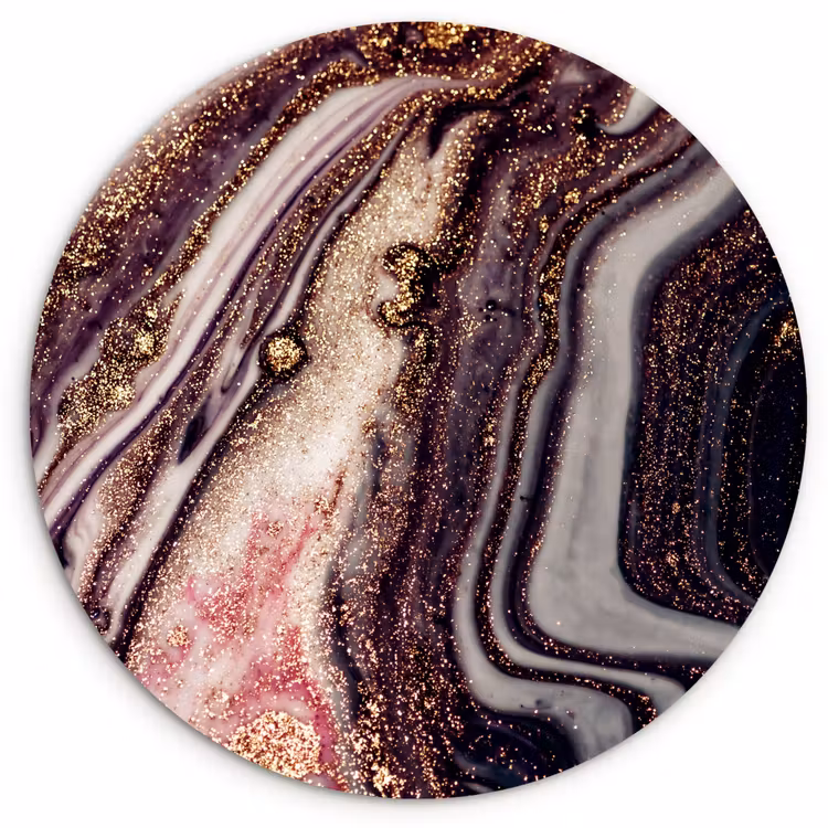Muurcirkel - Marmer - Roze - Goud - Glitter - Marmerlook — 1