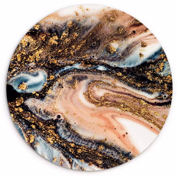 Muurcirkel - Marmerlook - Goud - Zwart - Glitter - Chic — 1
