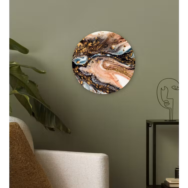 Muurcirkel - Marmerlook - Goud - Zwart - Glitter - Chic — 3
