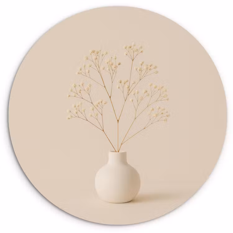 Muurcirkel - Vaas - Takken - Bloemetjes - Wit — 1