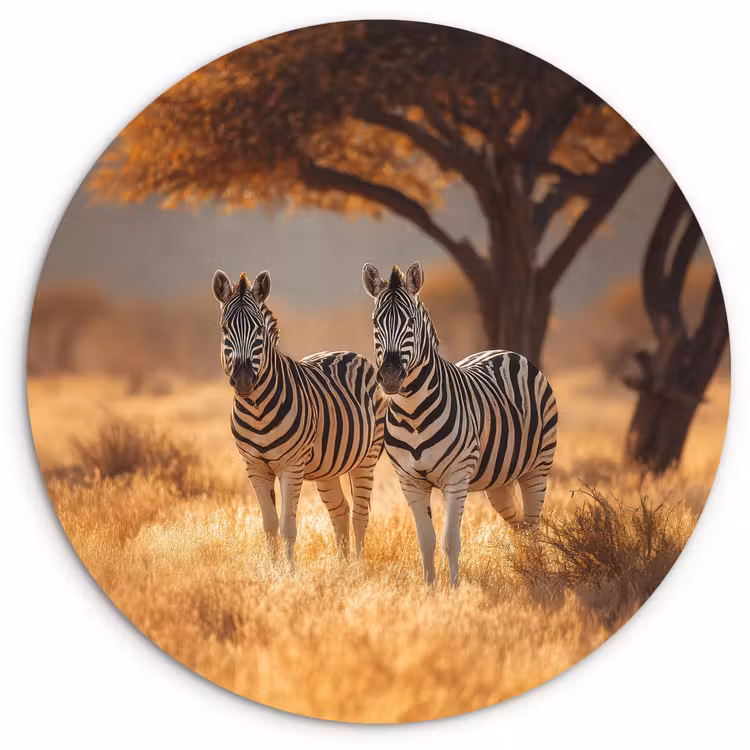 Muurcirkel - Zebra's - Savannelandschap - Gras — 1