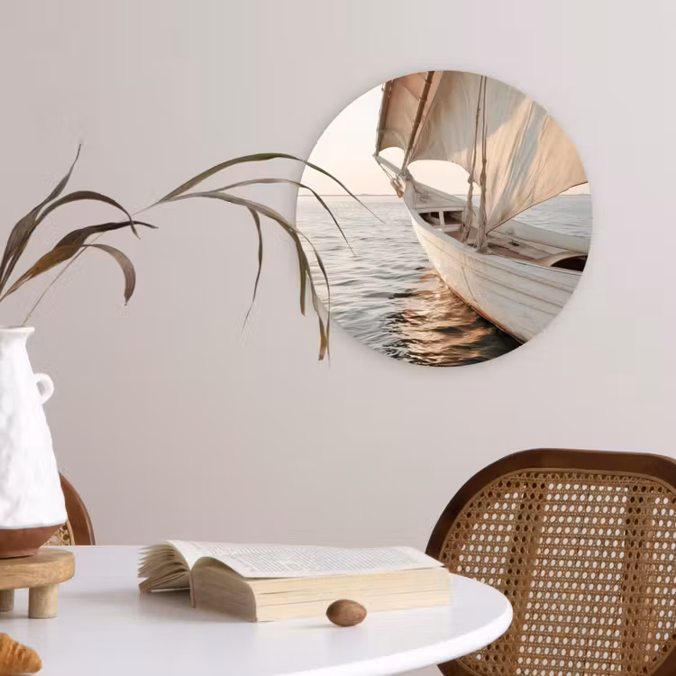Muurcirkel - Zeilboot - Zee - Beige - Zon — 4
