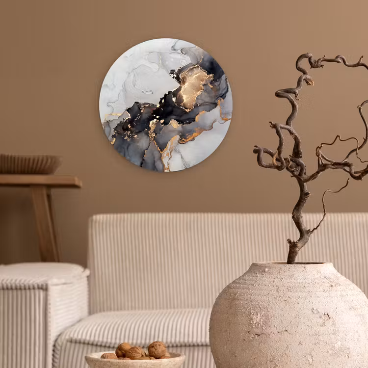 Muurcirkel - Zwart - Marmer - Luxe - Goud — 2