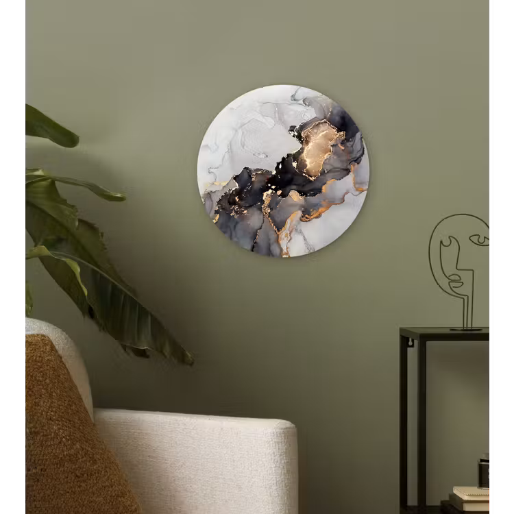 Muurcirkel - Zwart - Marmer - Luxe - Goud — 3