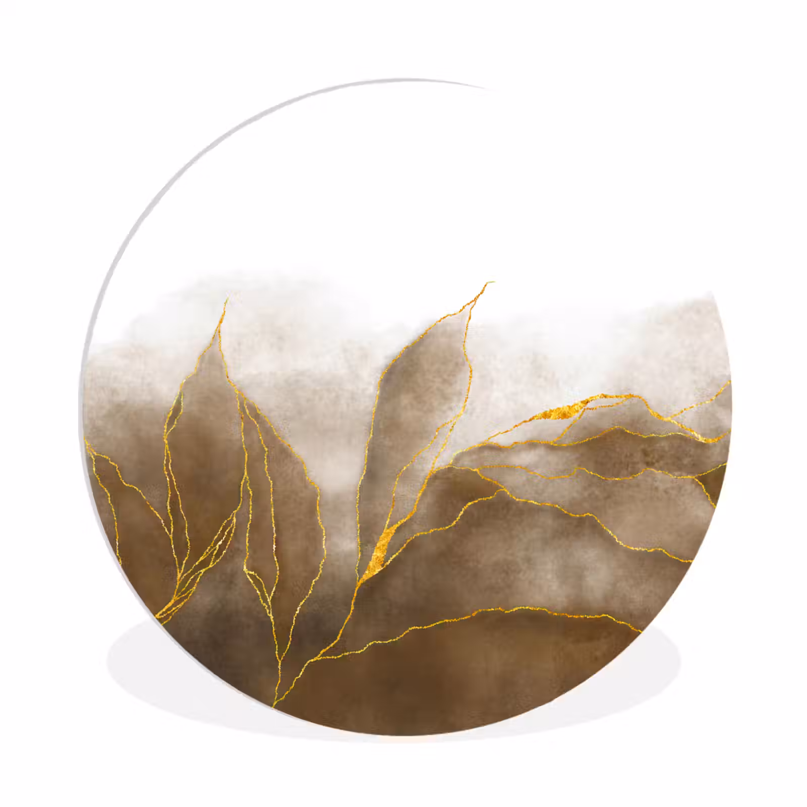 Muurcirkel - Marmer - Goud - Bruin - Textuur - Marmerlook — 1