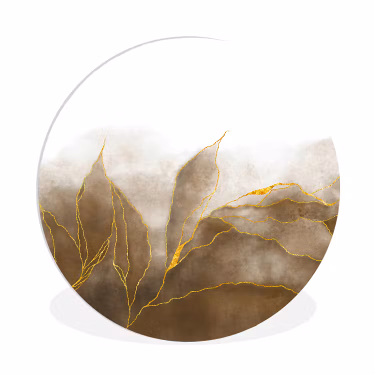 Muurcirkel - Marmer - Goud - Bruin - Textuur - Marmerlook — 1