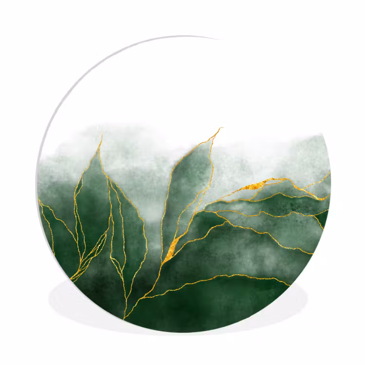 Muurcirkel - Marmer - Groen - Luxe - Goud - Marmerlook — 1