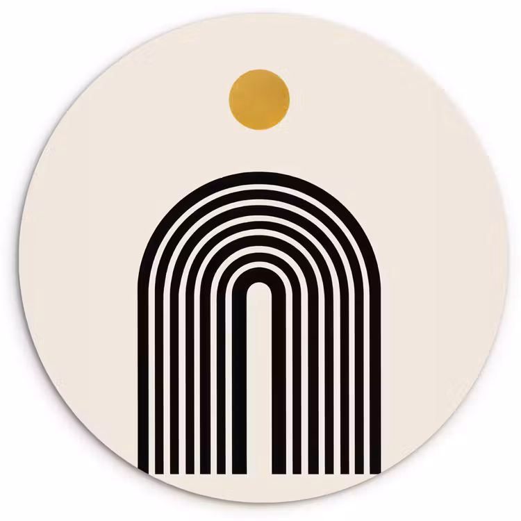 Muurcirkel - Minimalistisch - Zwarte boog - Gouden cirkel — 1