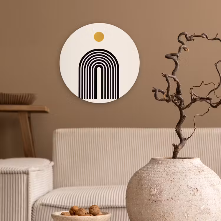 Muurcirkel - Minimalistisch - Zwarte boog - Gouden cirkel — 2