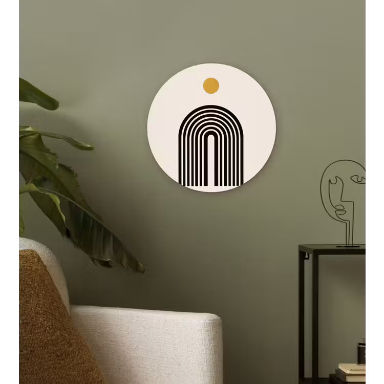 Muurcirkel - Minimalistisch - Zwarte boog - Gouden cirkel — 3