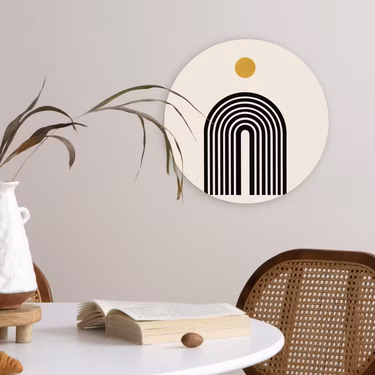 Muurcirkel - Minimalistisch - Zwarte boog - Gouden cirkel — 4