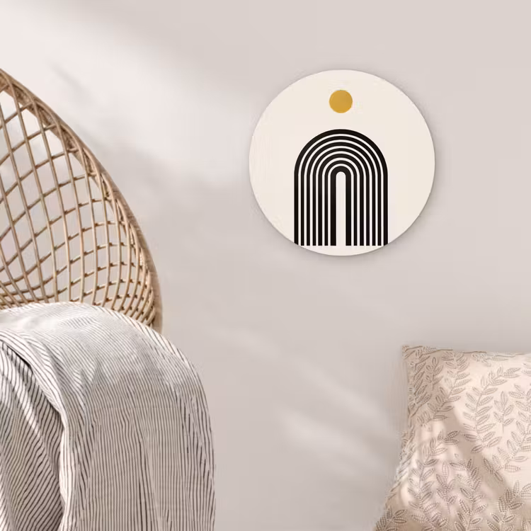 Muurcirkel - Minimalistisch - Zwarte boog - Gouden cirkel — 5