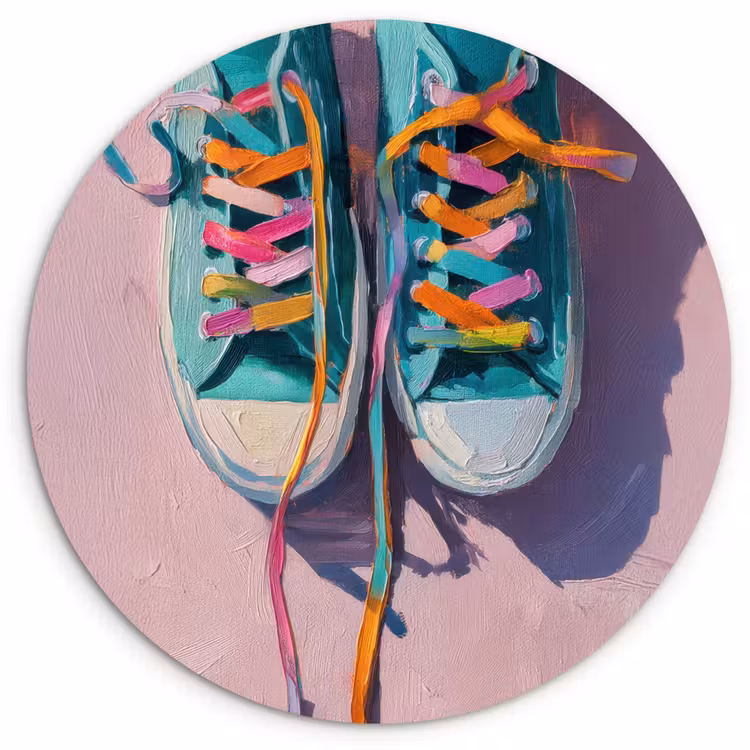 Muurcirkel - Sneakers - Veters - Kleurrijk - Schaduw — 1