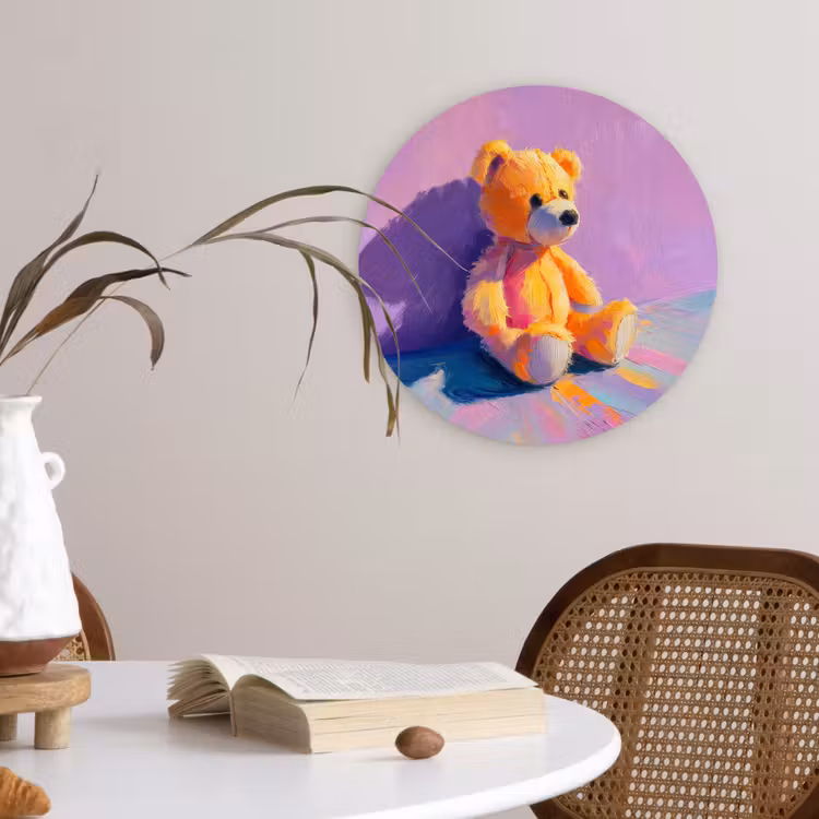 Muurcirkel - Teddybeer - Schaduw - Penseelstreken - Paars — 4