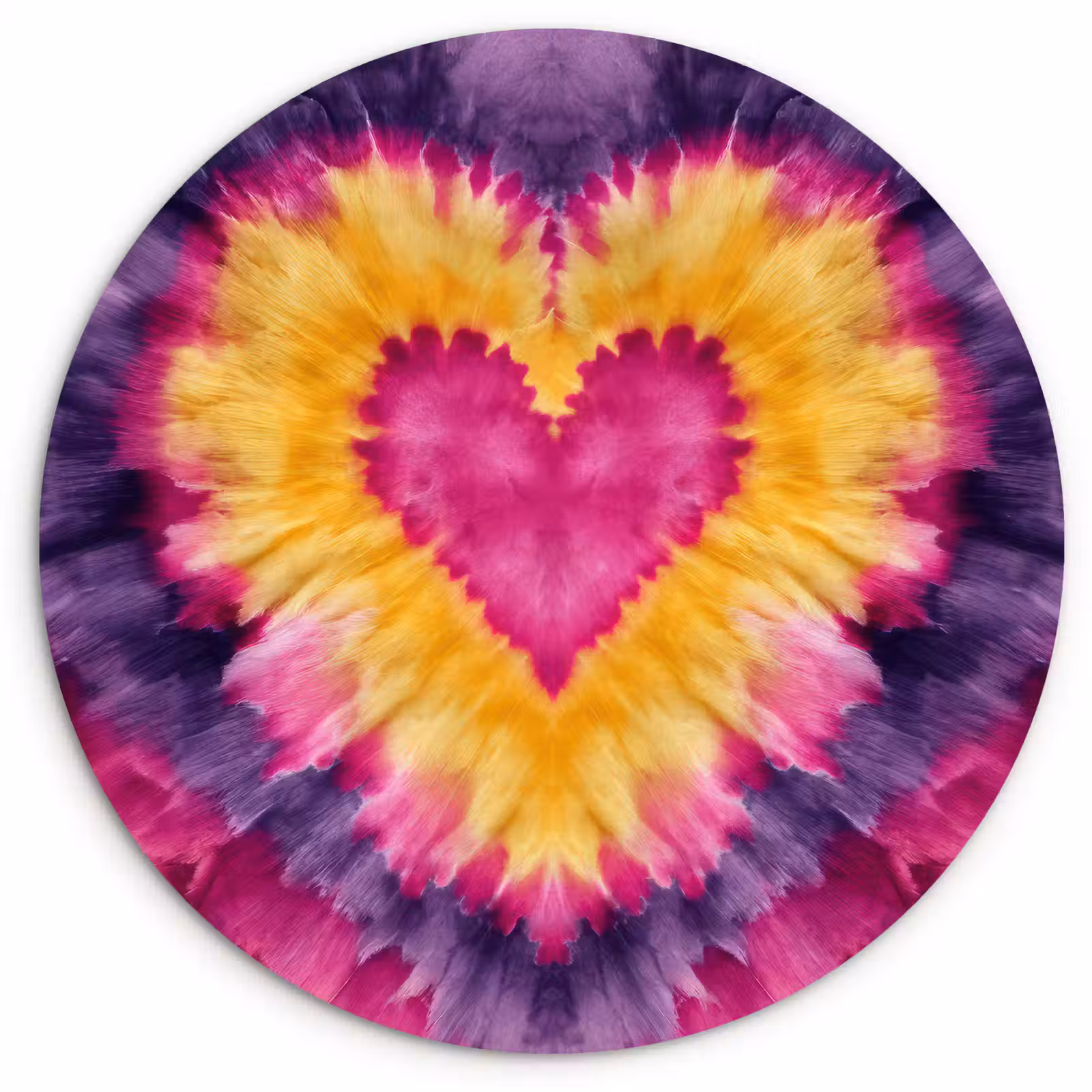 Muurcirkel - Tie dye - Hartvorm - Vlammen - Oranje — 1