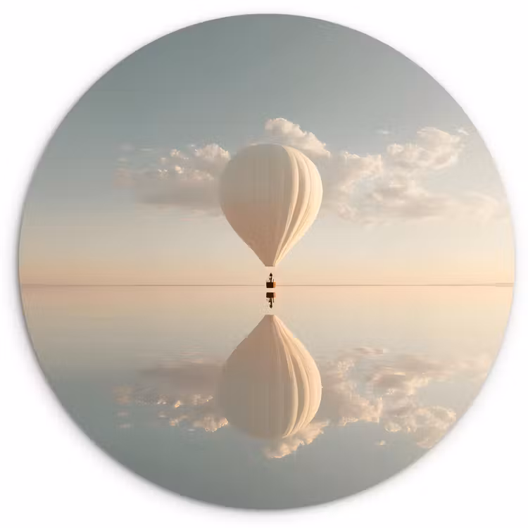 Muurcirkel - Luchtballon - Wolken - Water - Blauw — 1