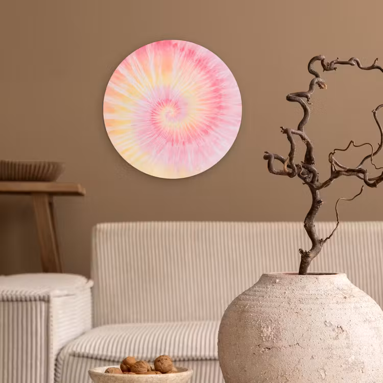 Muurcirkel - Patroon - Tie Dye - Pasteltinten - Roze — 2